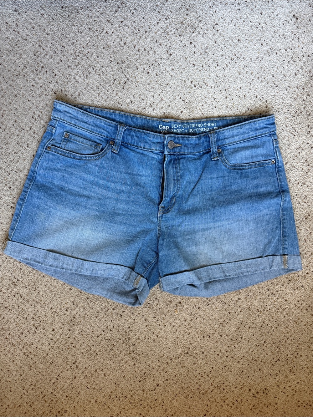 GAP Light Blue Denim Boyfriend Cuffed Shorts